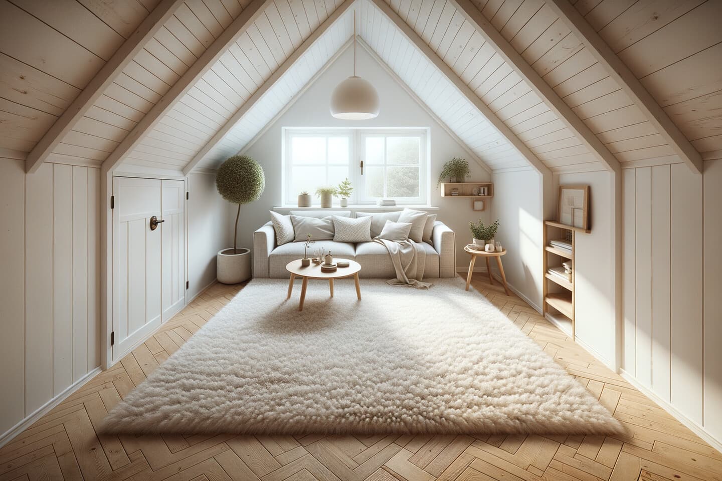 Matta i litet vardagsrum – stor ljus matta som gör rummet luftigare