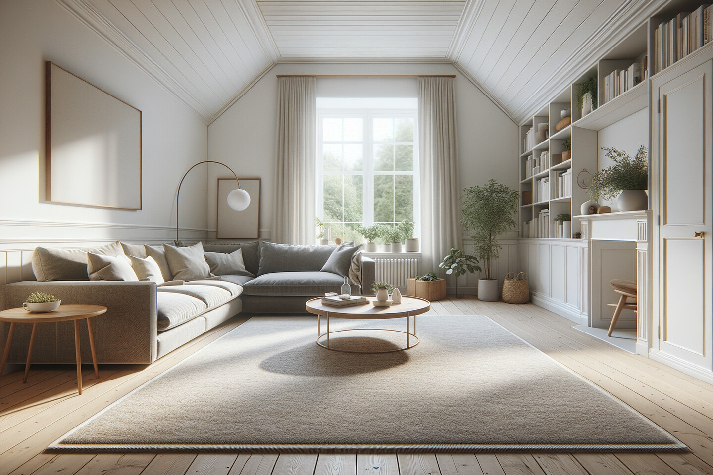 Vardagsrum med 200x300 cm matta under soffa – populäraste storleken i Sverige